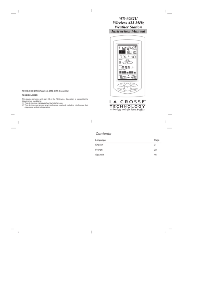 La Crosse Technology WS-9032U User manual La Crosse Technology WS-9032U User manual