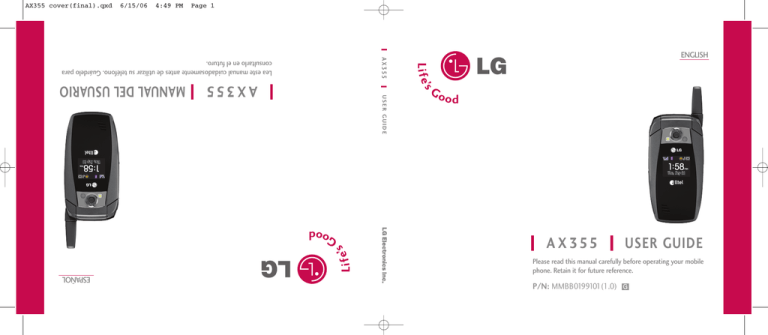 LG AX AX355, AX355 Alltel User manual LG AX AX355, AX355 Alltel User manual