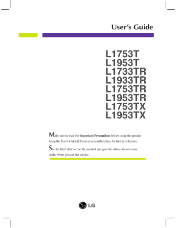 LG L1733TR User's manual LG L1733TR User's manual