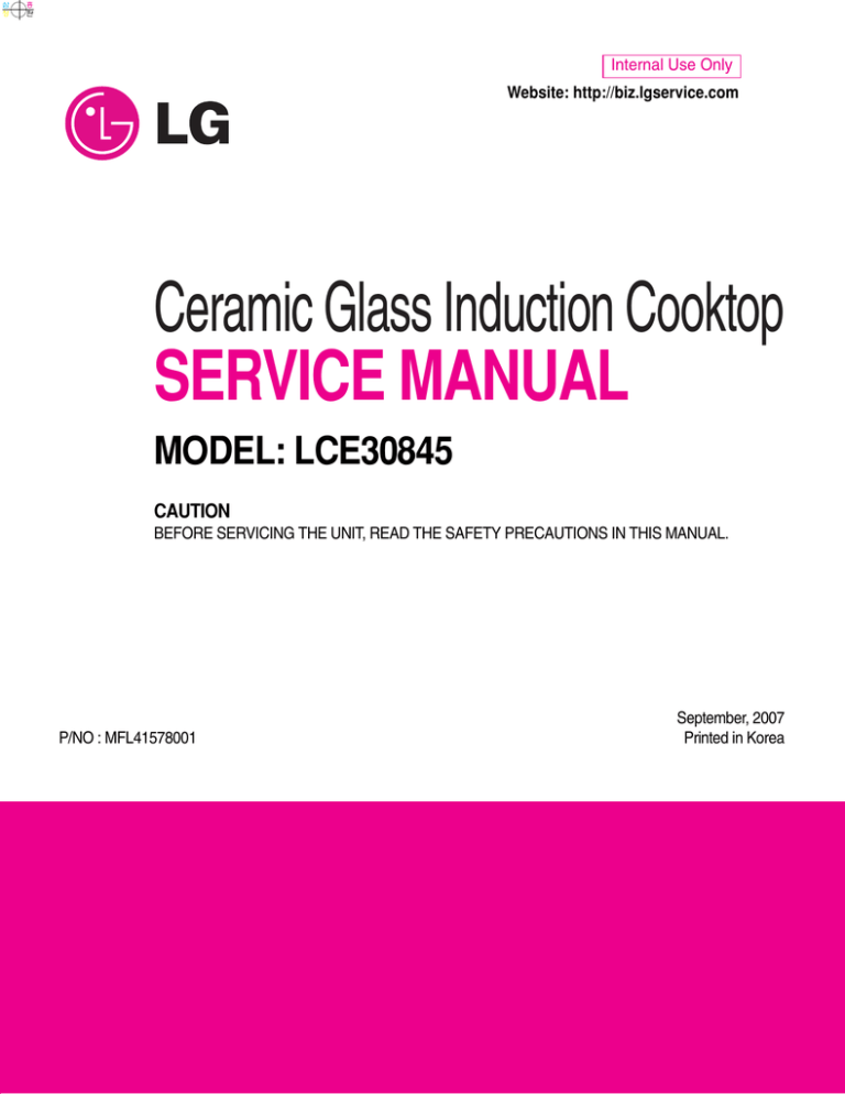 LG Cooktop LCE30845 User's manual LG Cooktop LCE30845 User's manual