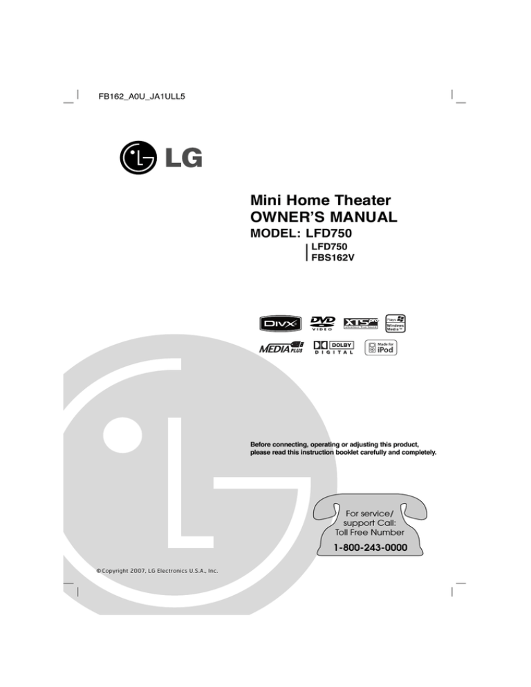 LG FBS162V User manual LG FBS162V User manual