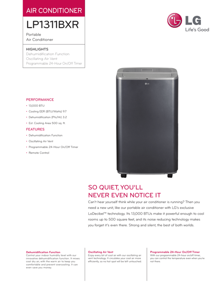 LG LP1311BXR Specification LG LP1311BXR Specification