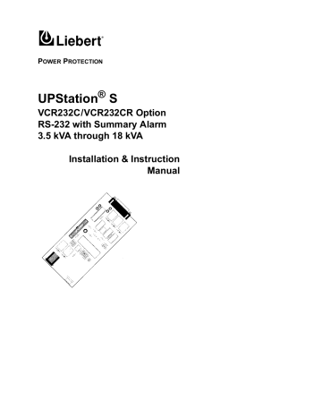 Liebert VCR232CR User's Manual | Manualzz