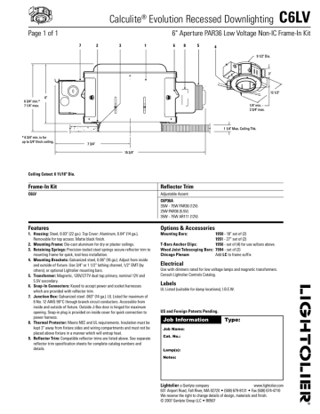 Lightolier C6LV User's Manual | Manualzz