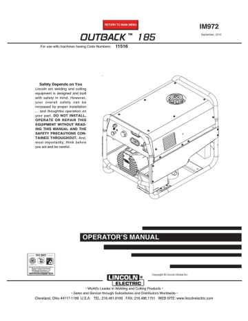 Lincoln Electric IM972 User's Manual | Manualzz