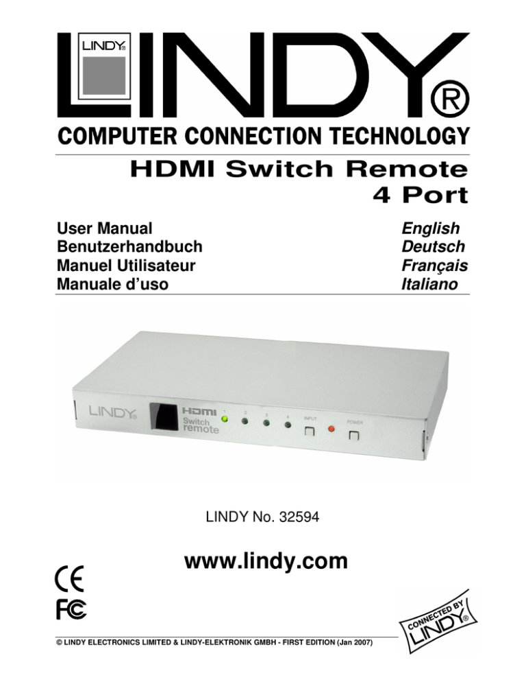 Lindy lindy lindy no. 32594 User manual Lindy lindy lindy no. 32594 User manual