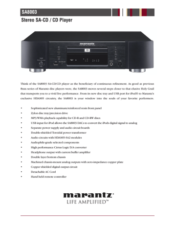 Marantz SA8003 User's Manual | Manualzz