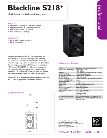 Martin Audio Blackline S218+ Technical Specifications | Manualzz