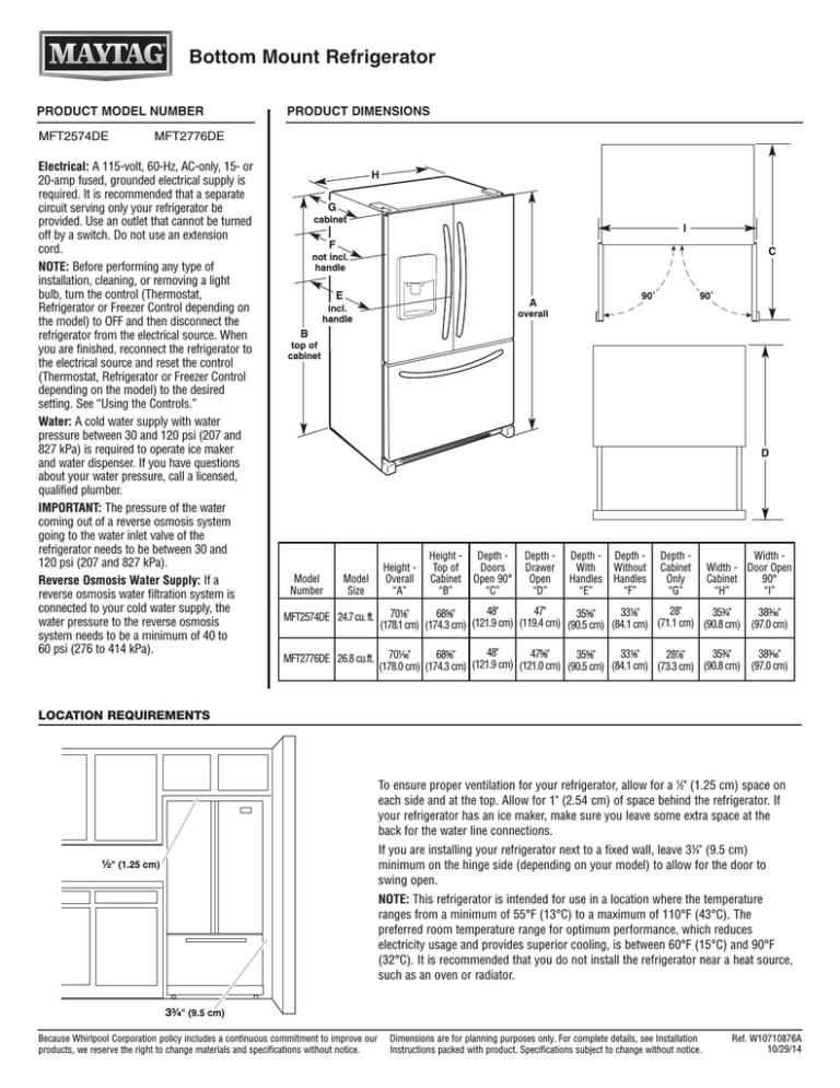 Maytag MFT2574DEM User guide Maytag MFT2574DEM User guide