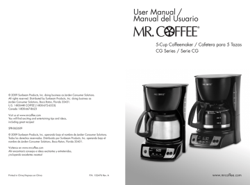 Mr. Coffee CGX9 User's manual Mr. Coffee CGX9 User's manual