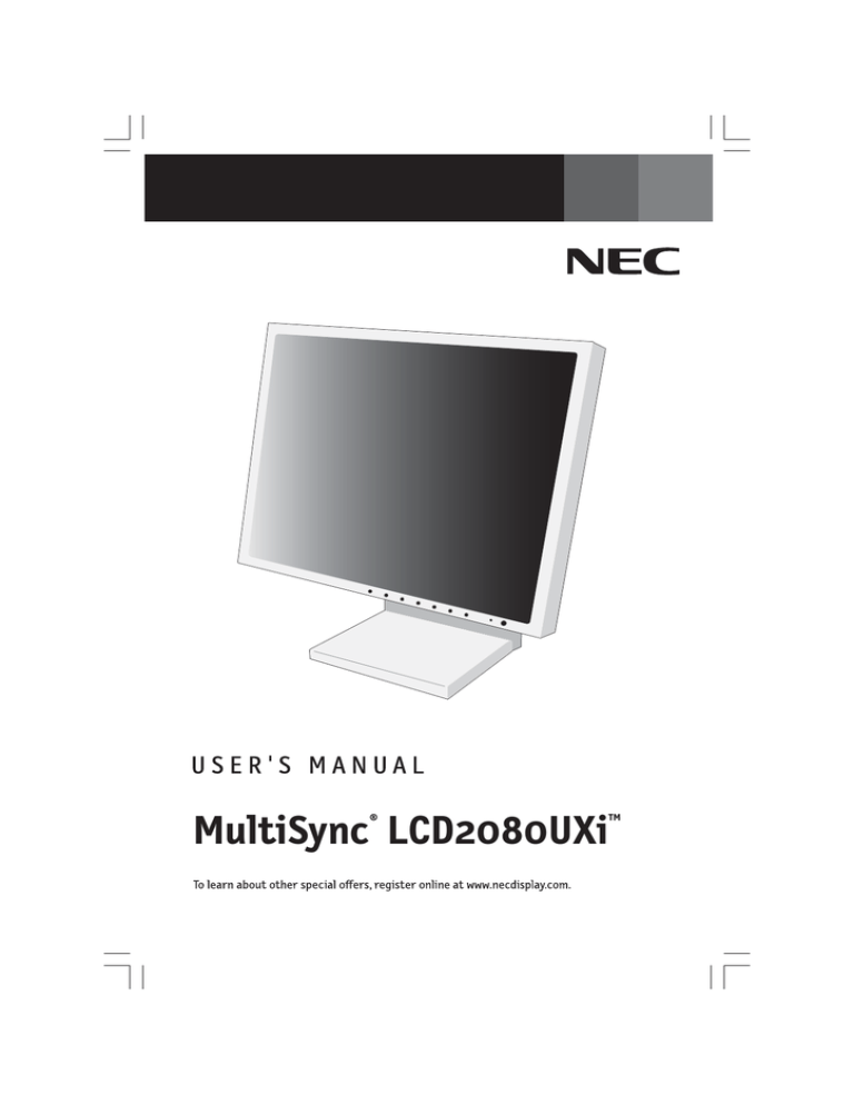 NEC MultiSync LCD2080UXI User manual NEC MultiSync LCD2080UXI User manual