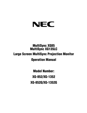 NEC MultiSync XG-1352G Operation Manual | Manualzz