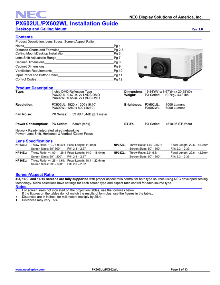 NEC NP-PX602UL-BK User manual NEC NP-PX602UL-BK User manual