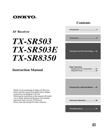 Onkyo TX-SR503E Instruction manual | Manualzz Onkyo TX-SR503E Instruction manual | Manualzz