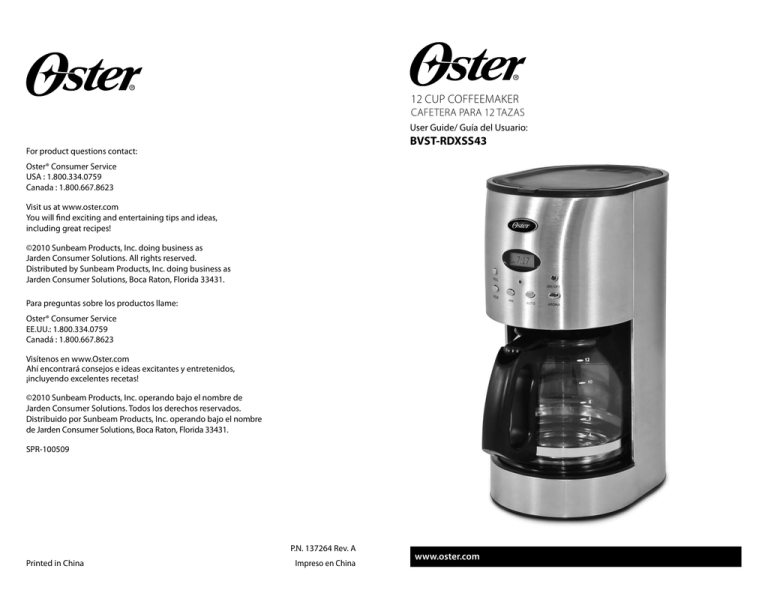 Oster 137264, BVST-RDXSS43 User manual Oster 137264, BVST-RDXSS43 User manual
