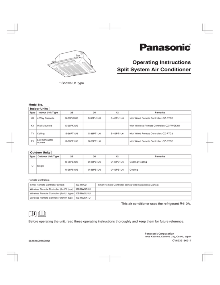 Panasonic 26PEF1U6 Operating instructions Panasonic 26PEF1U6 Operating instructions