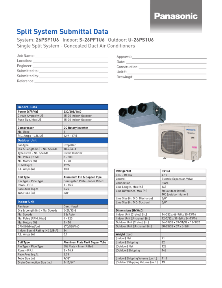 Panasonic 26PSF1U6 Datasheet Panasonic 26PSF1U6 Datasheet