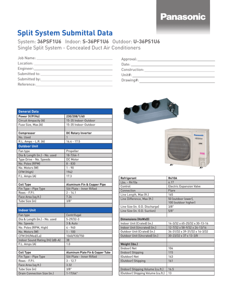 Panasonic 36PSF1U6 Datasheet Panasonic 36PSF1U6 Datasheet