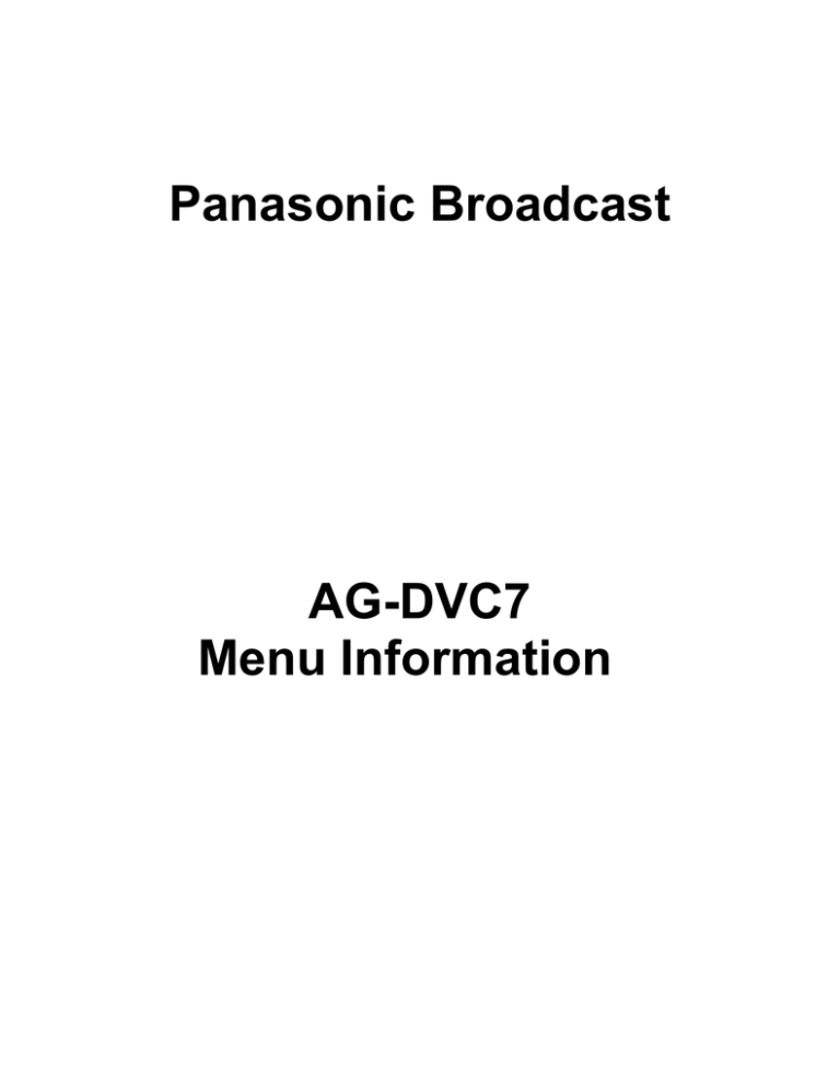 Panasonic AG-DVC7 User guide Panasonic AG-DVC7 User guide