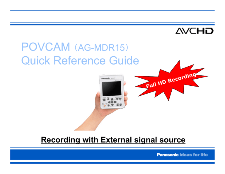 Panasonic AG-MDR15 Reference guide Panasonic AG-MDR15 Reference guide