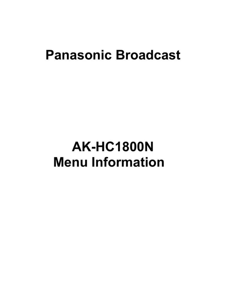 Panasonic AK-HC1800N User guide Panasonic AK-HC1800N User guide