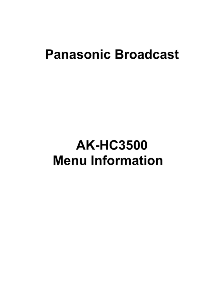 Panasonic AK-HC3500 User guide Panasonic AK-HC3500 User guide