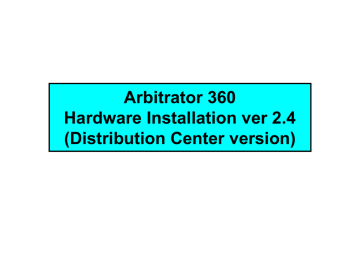 Panasonic Arbitrator 360 Installation Manual Panasonic Arbitrator 360 Installation Manual
