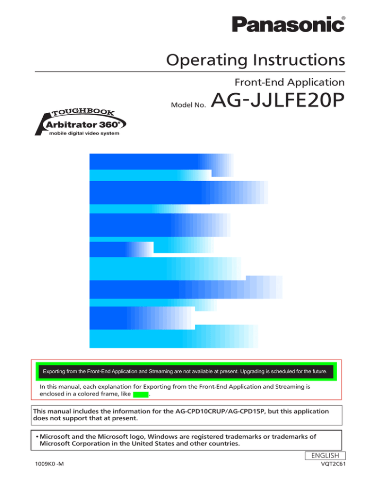 Panasonic Arbitrator 360 Operating instructions Panasonic Arbitrator 360 Operating instructions