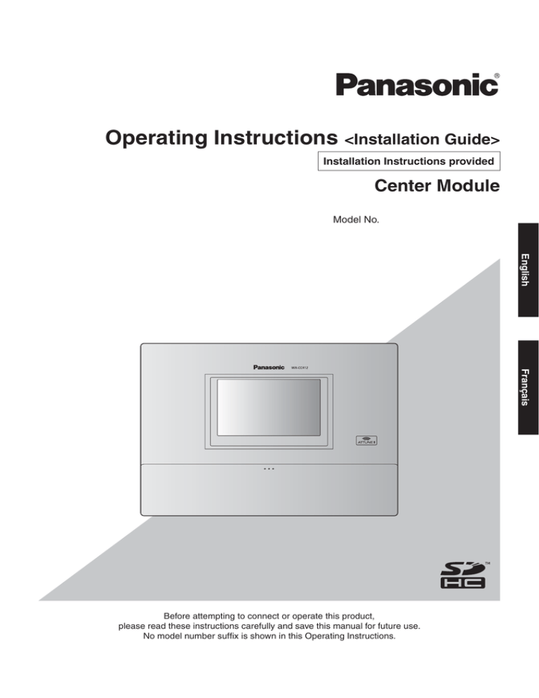 Panasonic Attune II Installation guide Panasonic Attune II Installation guide