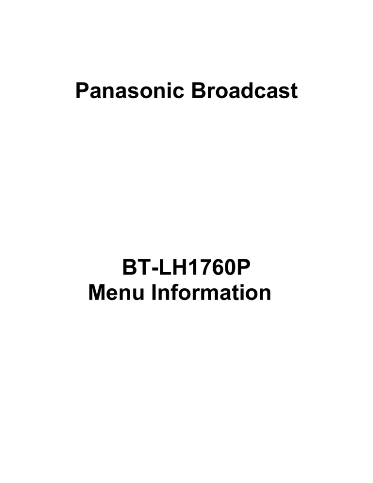 Panasonic BT-LH1760 User guide Panasonic BT-LH1760 User guide