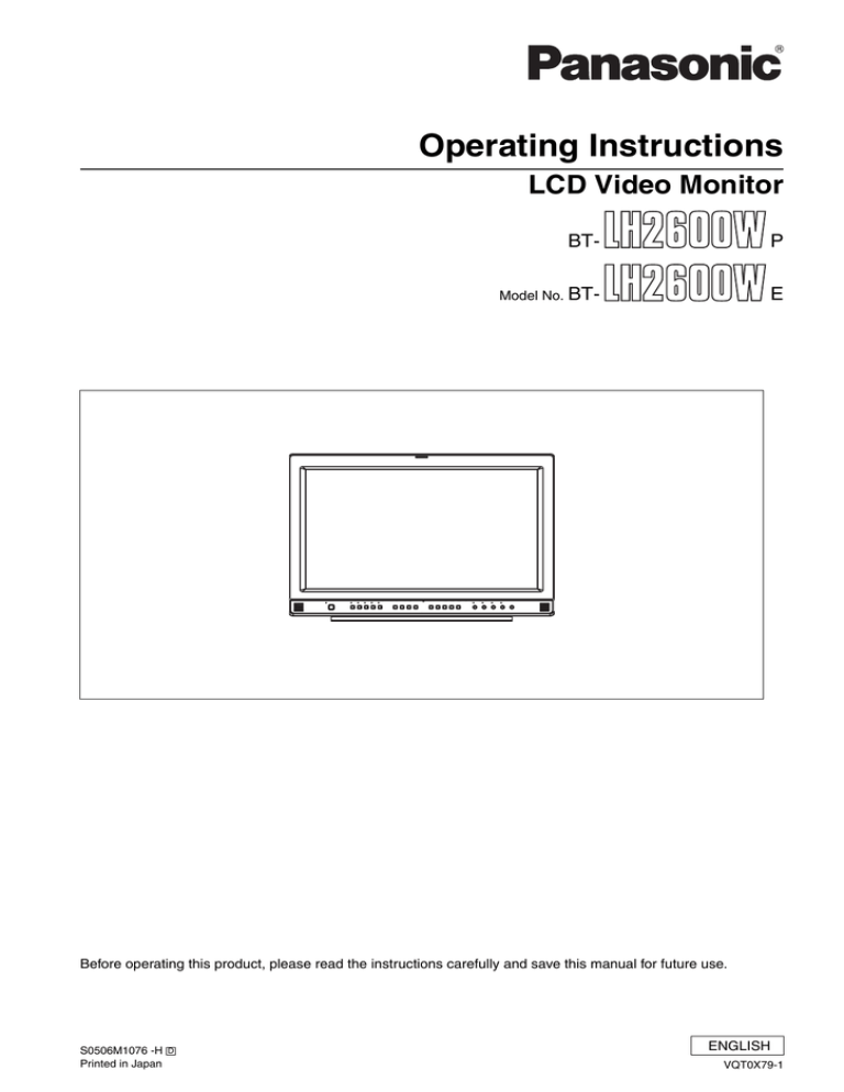 Panasonic BT-LH2600W User guide Panasonic BT-LH2600W User guide