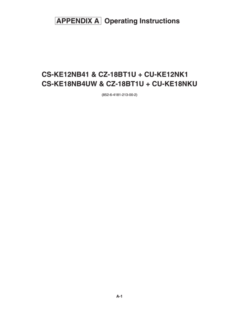 Panasonic CS-KE18NB4U Operating instructions Panasonic CS-KE18NB4U Operating instructions