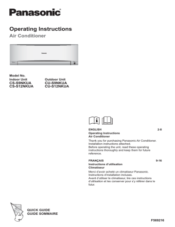 Panasonic CS-S9NKUA Operating instructions Panasonic CS-S9NKUA Operating instructions