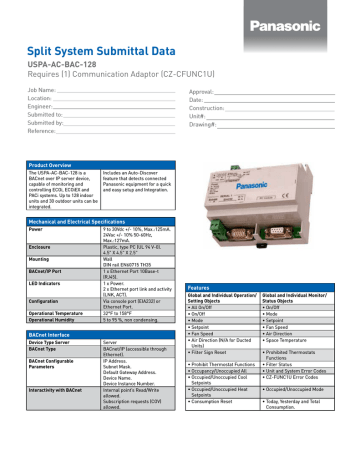 Panasonic CZ-RWSY1U Datasheet Panasonic CZ-RWSY1U Datasheet