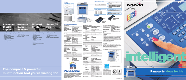 Panasonic DP-190 Specification Panasonic DP-190 Specification