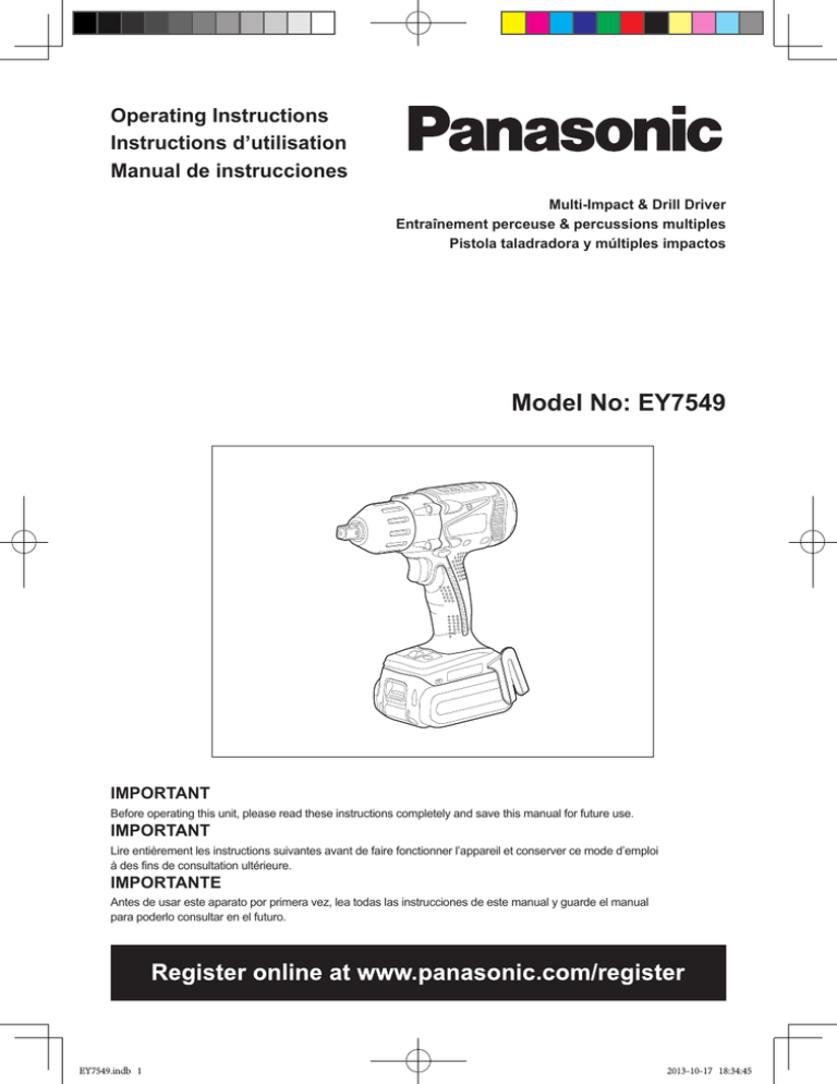 Panasonic EY7549X Owner's manual Panasonic EY7549X Owner's manual