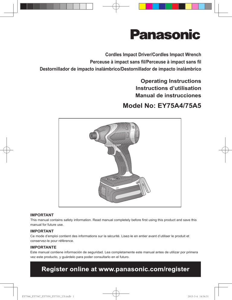 Panasonic EY75A4X Owner's manual Panasonic EY75A4X Owner's manual