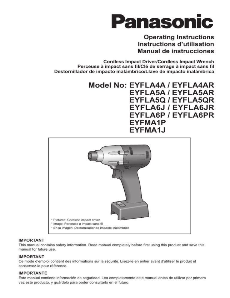 Panasonic EYFLA5A Owner's manual Panasonic EYFLA5A Owner's manual