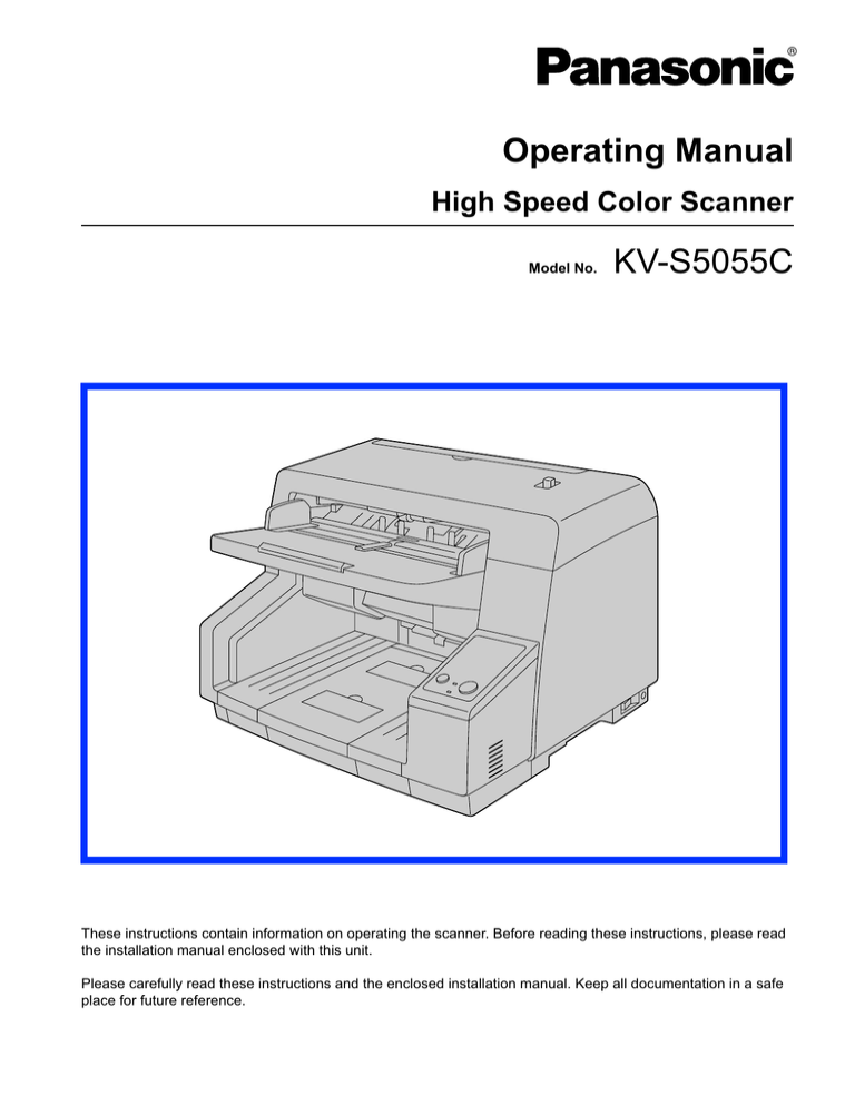Panasonic KV-S5055C Operating instructions Panasonic KV-S5055C Operating instructions