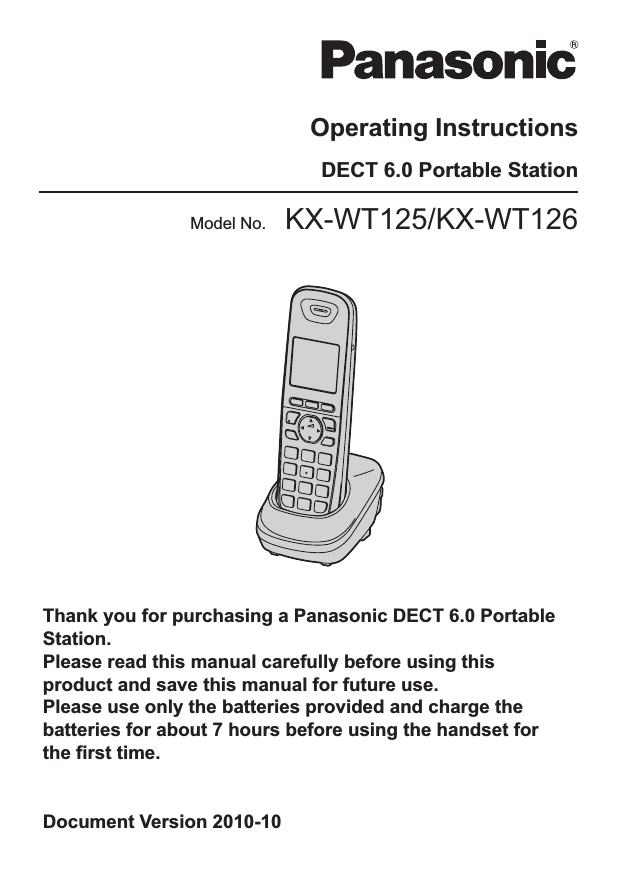 Panasonic KX-WT125 Operating instructions Panasonic KX-WT125 Operating instructions