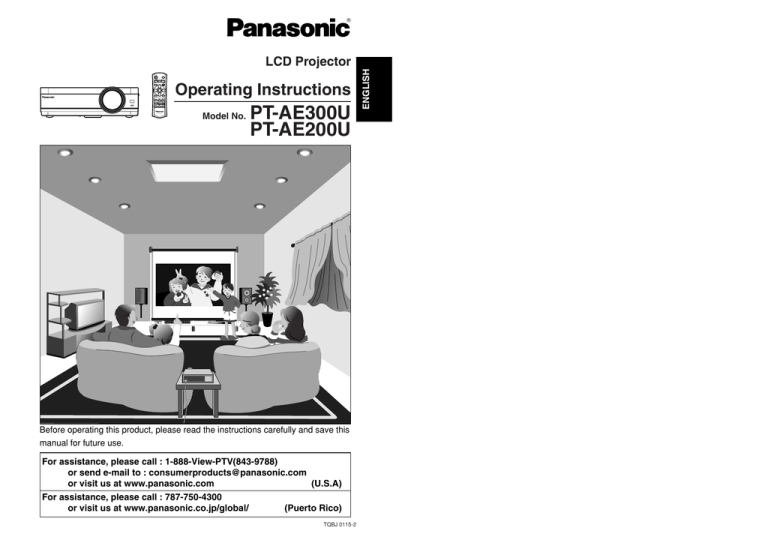 Panasonic PT-AE200U User manual Panasonic PT-AE200U User manual