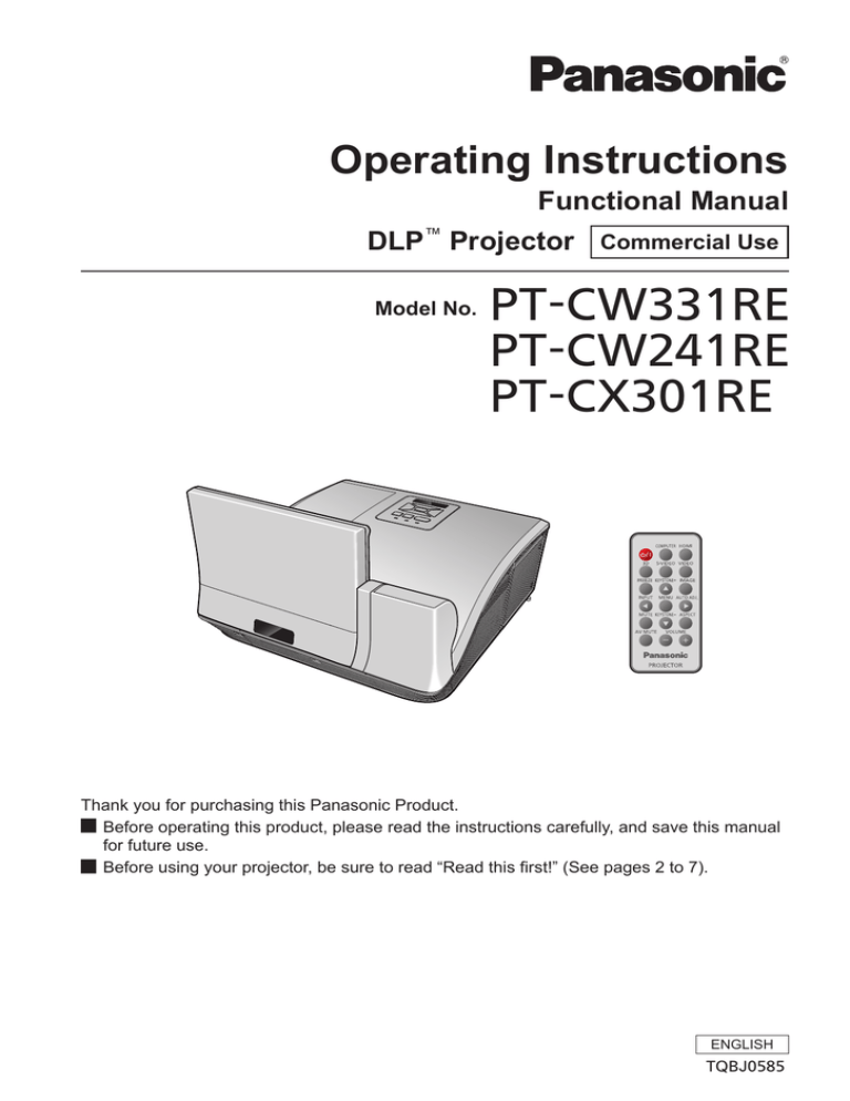 Panasonic PT-CW331RU Operating instructions Panasonic PT-CW331RU Operating instructions