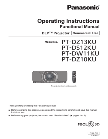 Panasonic PT-DZ13KU Operating Instructions | Manualzz Panasonic PT-DZ13KU Operating Instructions | Manualzz