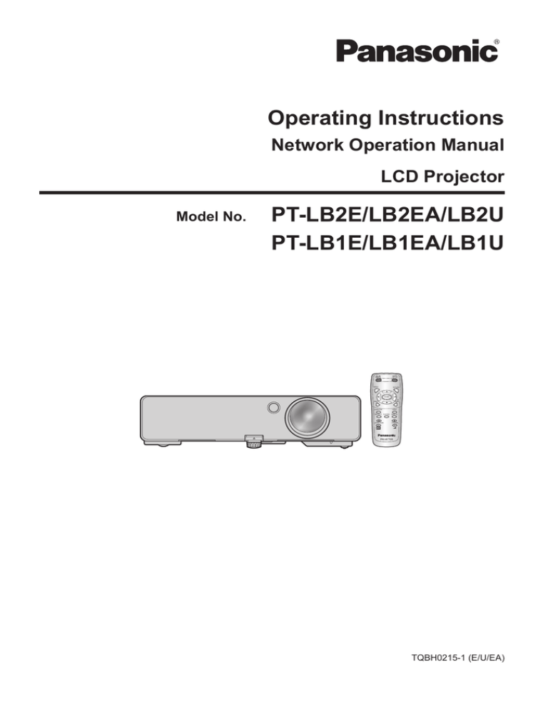 Panasonic PT-LB2U Operating instructions Panasonic PT-LB2U Operating instructions