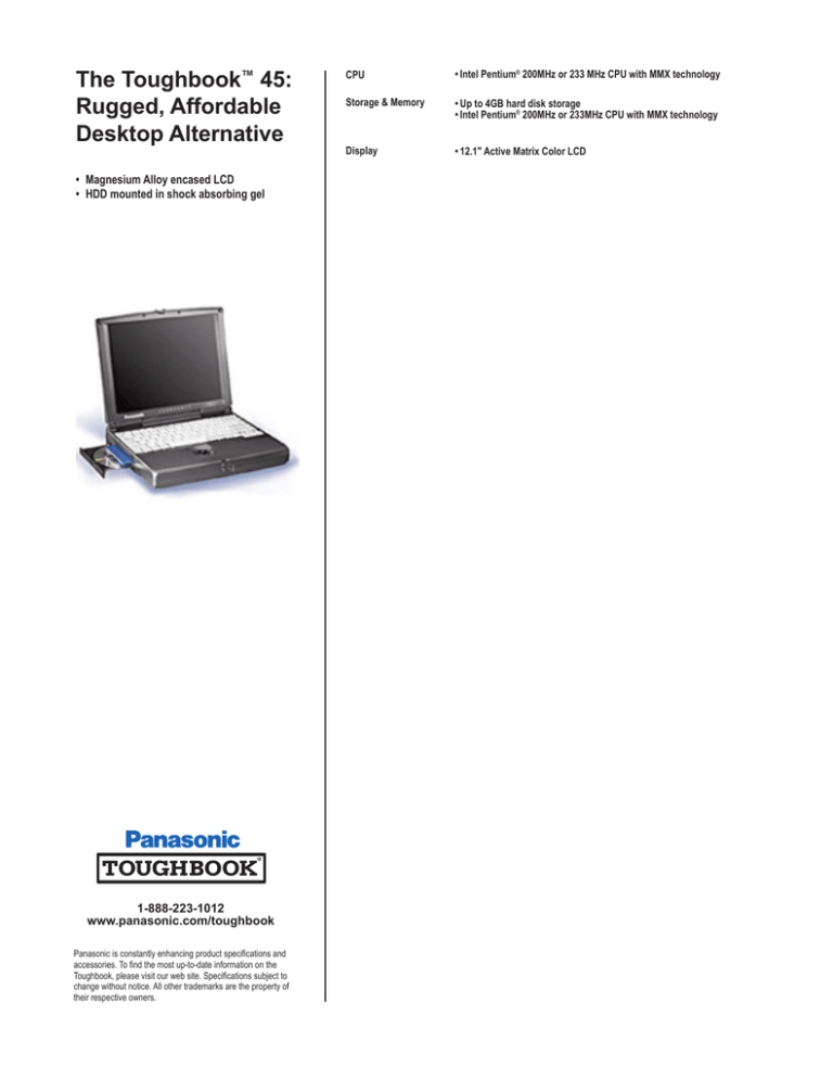 Panasonic Toughbook 45 User manual Panasonic Toughbook 45 User manual