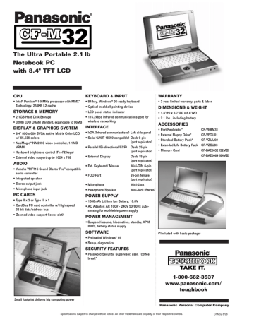 Panasonic Toughbook M32 User's manual Panasonic Toughbook M32 User's manual