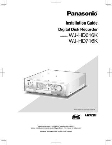 Panasonic WJ-HD616 Installation guide Panasonic WJ-HD616 Installation guide