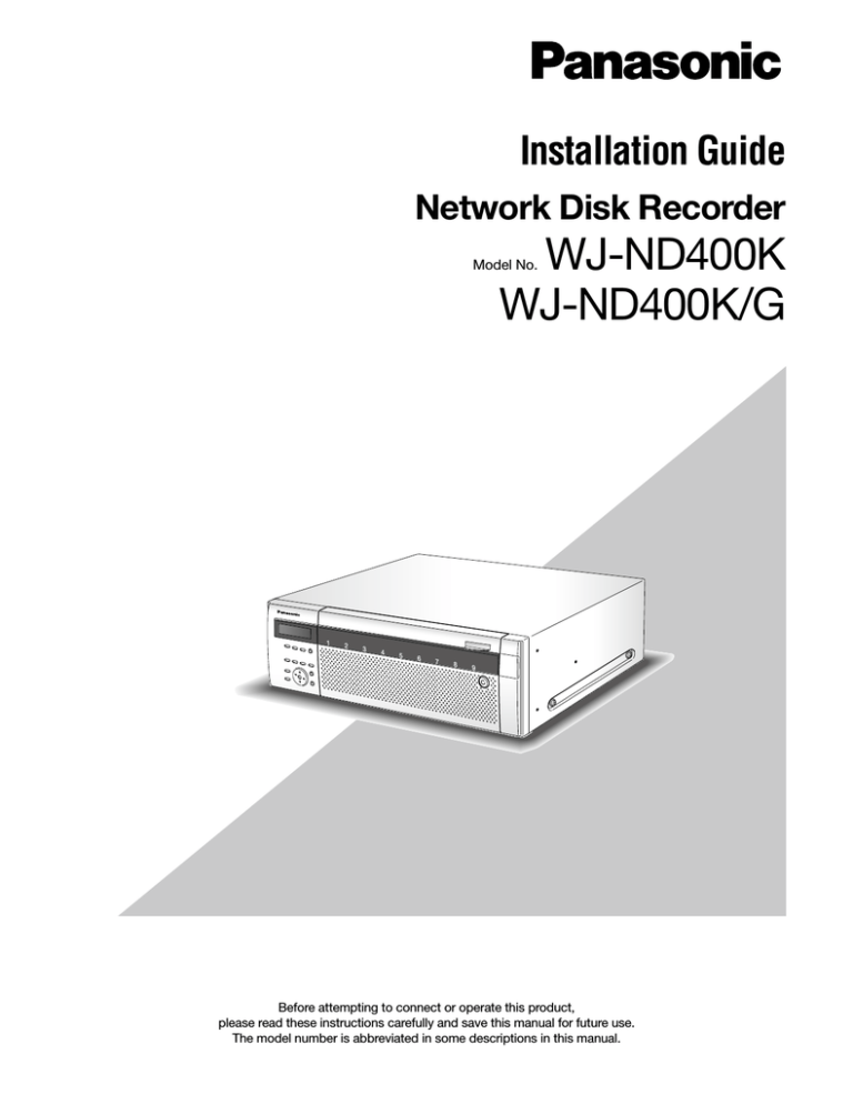 Panasonic WJ-ND400 Installation guide Panasonic WJ-ND400 Installation guide
