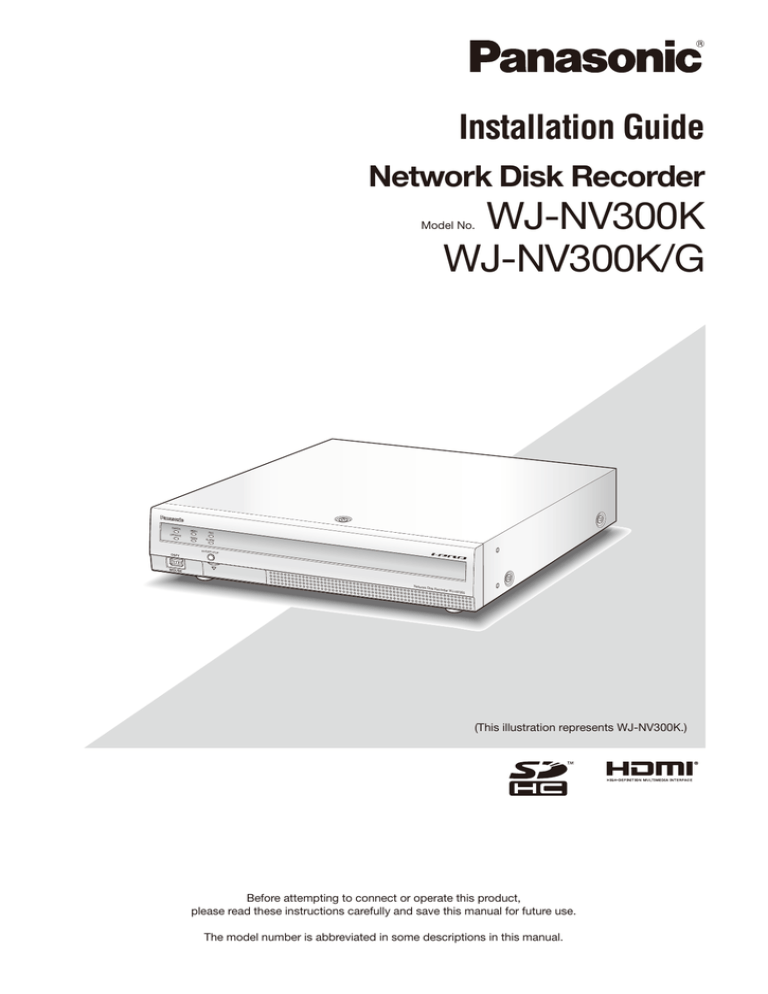 Panasonic WJ-NV300 Installation guide Panasonic WJ-NV300 Installation guide