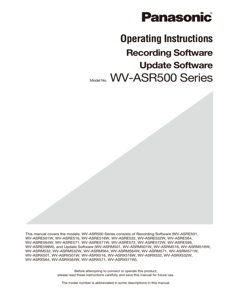 Panasonic WV-ASR500 Installation guide Panasonic WV-ASR500 Installation guide